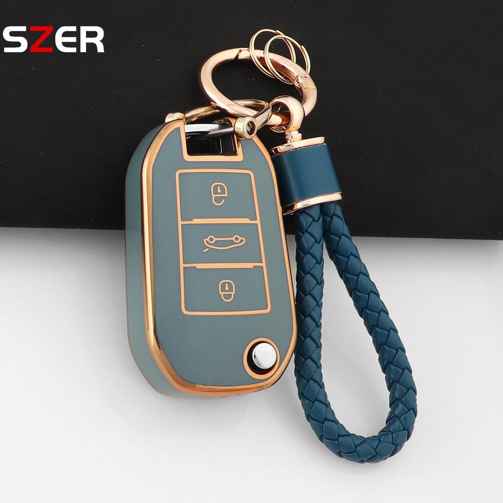 New Tpu Car Key Case Cover For Peugeot 208 308 408 508 2008 3008 4008 5008 For Citroen C3 C4 Cactus C6 C8 Protected Shell Fob