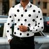 Camicia da Uomo a Pois Manica Lunga, Camicia Business Casual Slim Fit, Top da Uomo Tendenza Moda Casual da Esterno