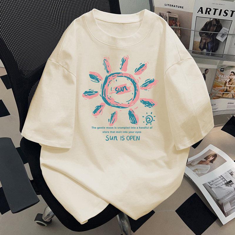 Plus Size Pure Cotton Short Sleeve T-shirt, Women's 2026 Summer Loose Chic, Hong Kong Style