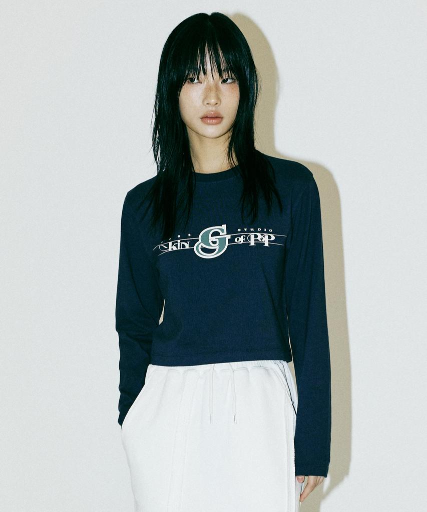 1993STUDIO Pop Crop Long Sleeve_Navy
