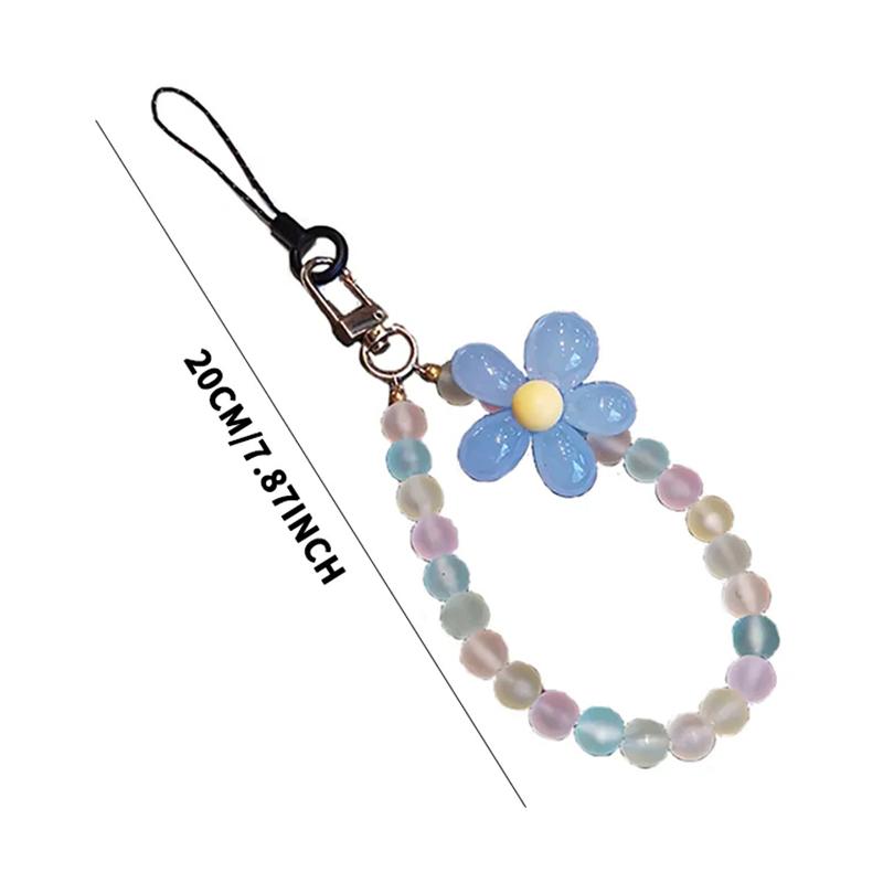 Jelly Color Flowers Mobile Phone Lanyard Wrist Strap Women'S Hand-Held Chain Short Anti-Lost Cell Phone Case Lanyard Key Pendant