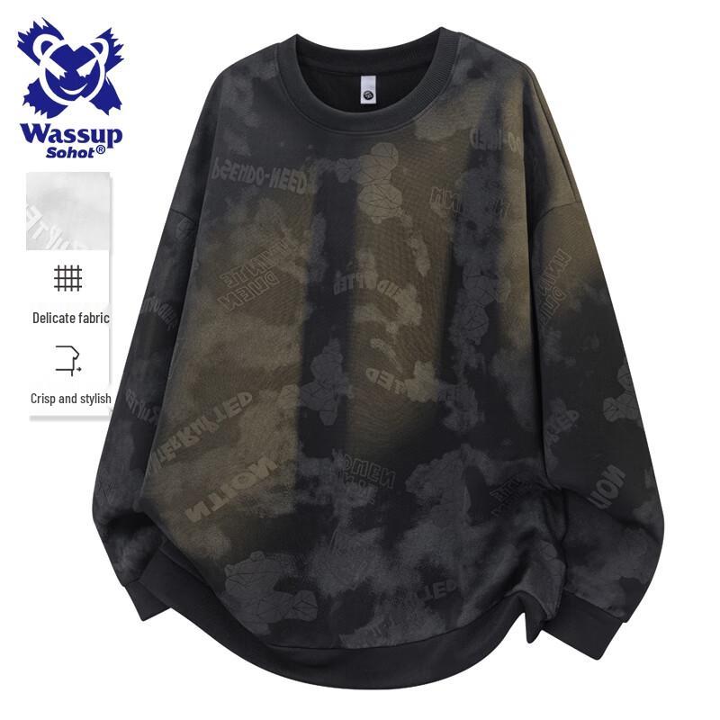 Wassup Sohot Men's Heavyweight Round Neck Loose-Fit Sweatshirt