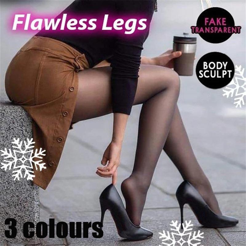 Fashion Velvet Leggings Spring and Autumn Women's High-waisted Meaty Casual Pants Sexy Fake Translucent Thin Stretch Black Pantyhose