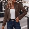 Damen Casual Business Langarm Jacke mit Frontöffnung Slim Fit Cropped