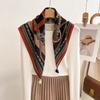 Spring fashion versatile style fashionable printed silk scarf women's high sense retro neck square scarf outer shawl
