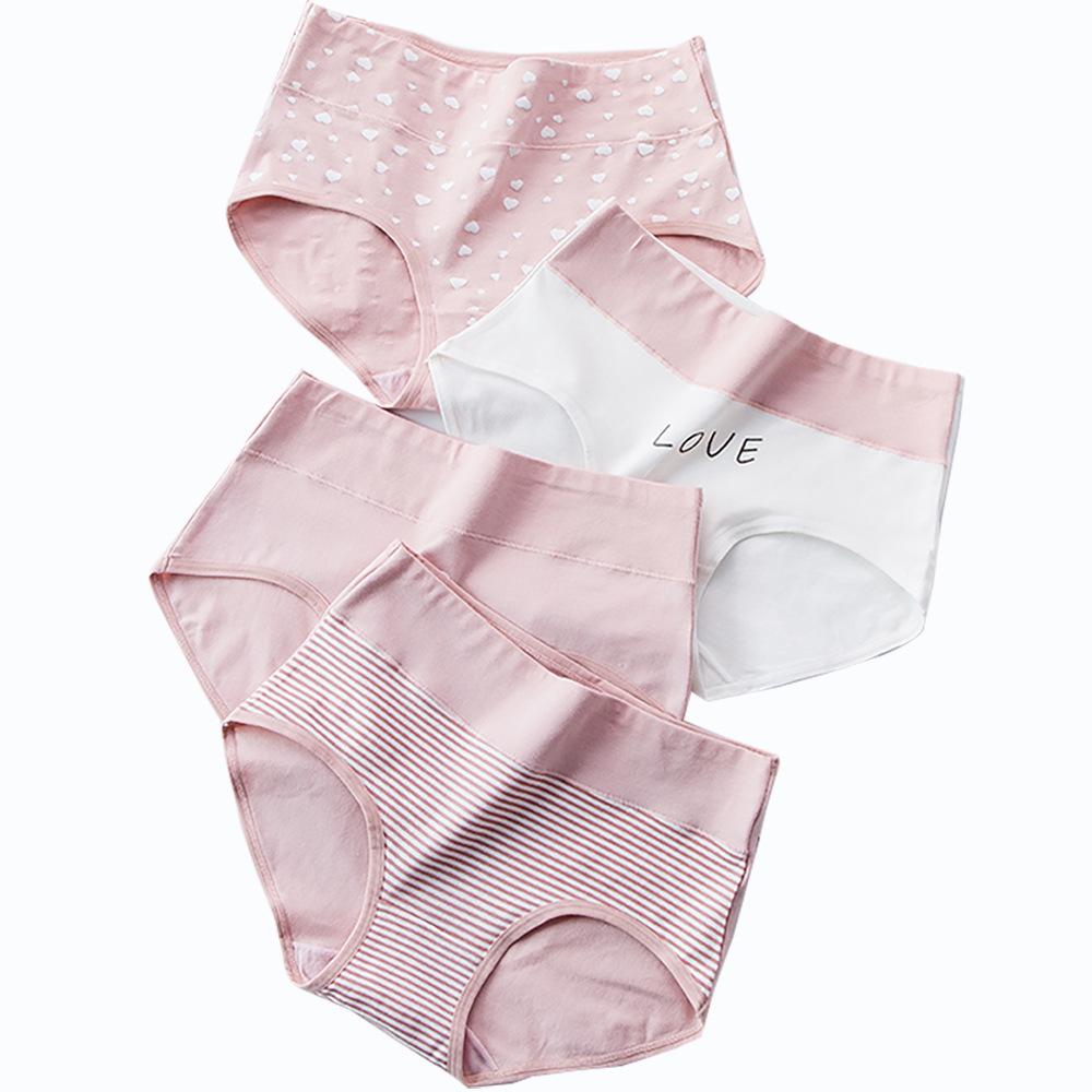 Sous-vêtement pour adolescente grande taille, coton pur antibactérien, taille haute, gainant le ventre, sans coutures, imprimé