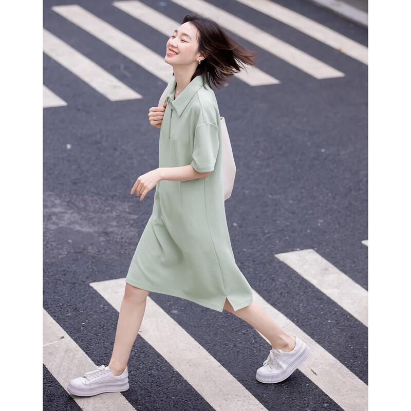 Demana Waffle Knit Polo Collar Short Sleeve Dress