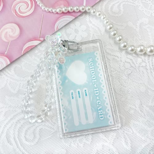 Beaded Trading Card Case, Card Holder, Hard Case for Trading Cards, Scratch-Resistant, Storage, PVC Material, Double-Sided Transparent, Bear Design, C