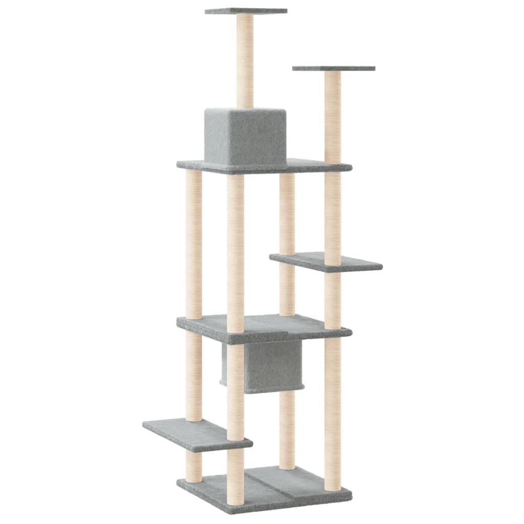 Cat Tree with Sisal Scratching Posts Light Grey 176 Cm