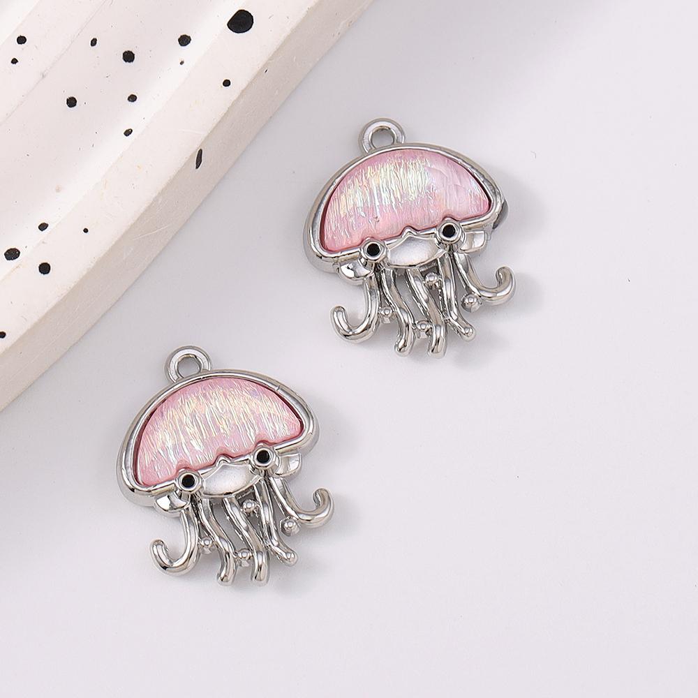 5pcs Cute Crystal Jellyfish Pendant Charms for Jewelry Making Necklace Earrings Bracelet DIY Handmade Accessories