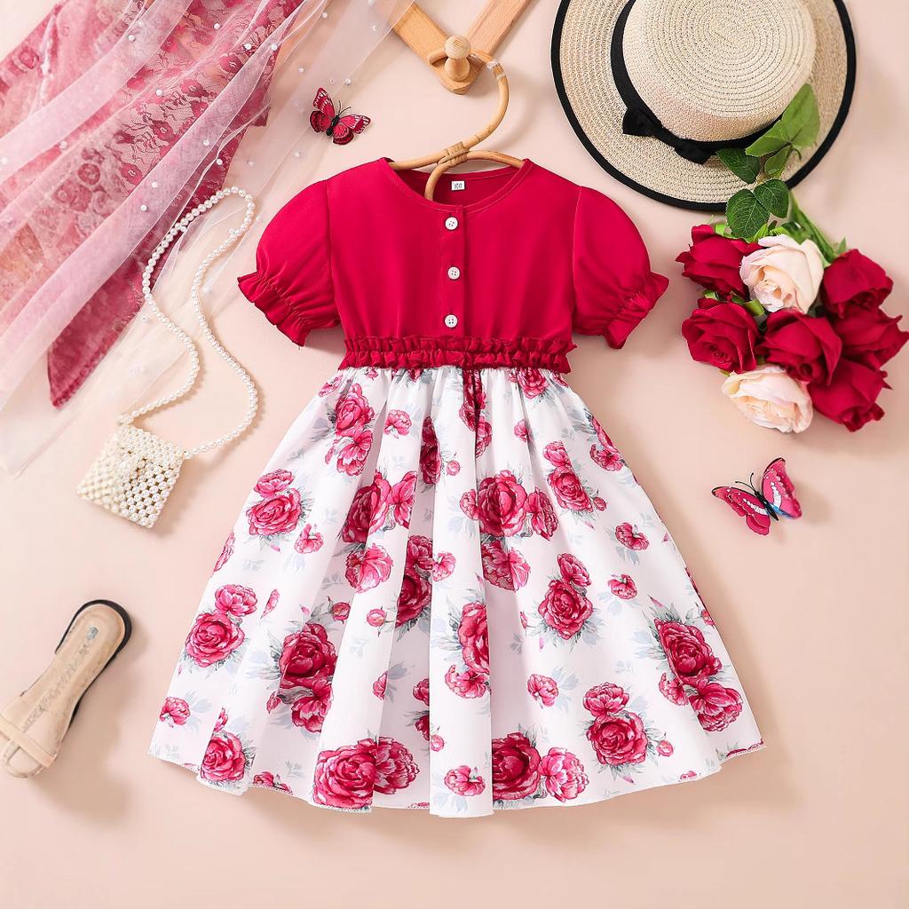 Girls Fashion Dress Summer Children Elegant Sweet Princess Dress
