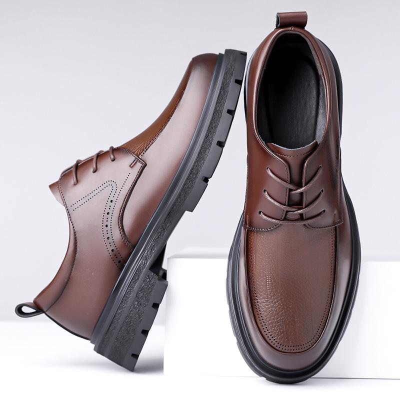 Fashion Stylish Casual Men's Shoes New Arrival Lace Up Oxford Shoes Soft Simple Formal Dress Footwear Thick Bottom Male Business Shoes