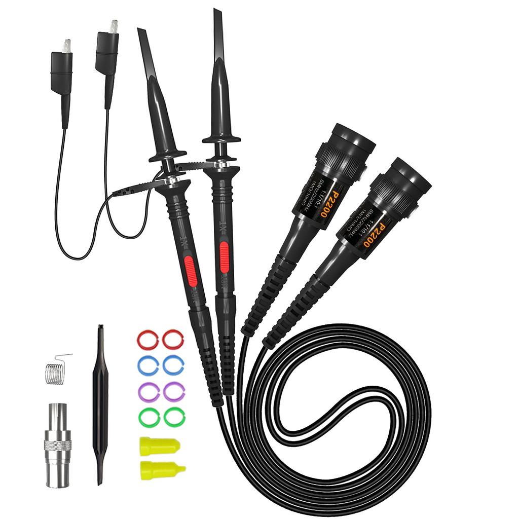 Cleqee Oscilloscope Probe 200MHz Fully Isolated BNC End Probe Accessory Kit 1X 10X P2200