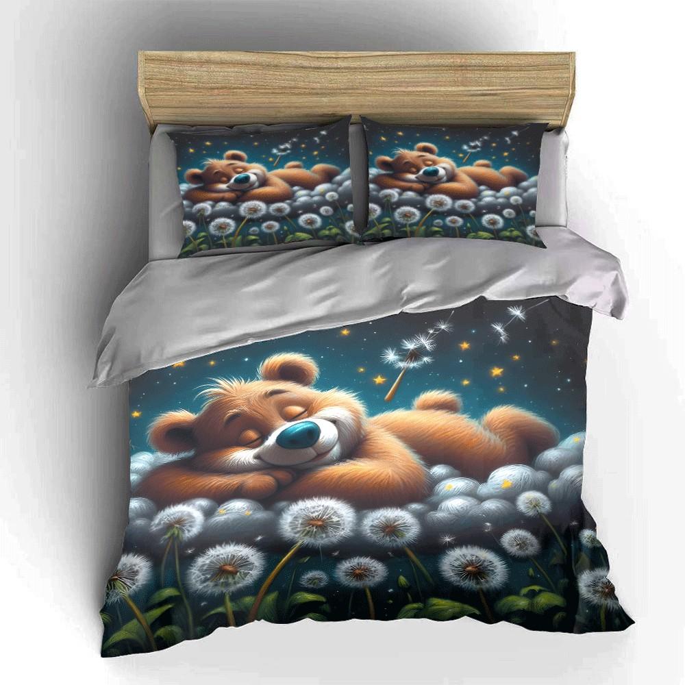 Dreamy Bear Cloud Sleep Theme Bedding Set  Exquisite Three-Piece Bedding Set Gift For Kids And Adults