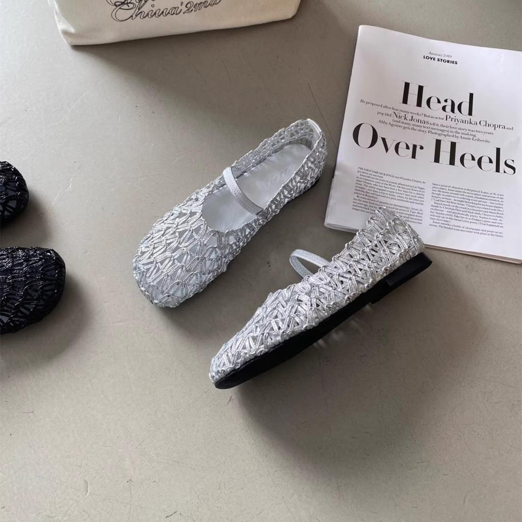 Mode Damen Sandalen 2025 Sommer Neu Mesh Atmungsaktiv Slipper Lässige Flache Schuhe Leicht Bequem Mode Luxus Mary Jane Schuhe