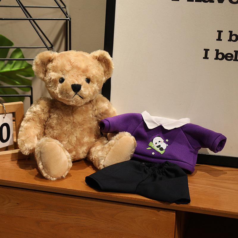 Trendy Plush Teddy Bear in Hoodie: Formal Wear Cloth Doll Ornament