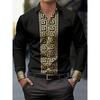 Men's Long-sleeved Shirt with Pattern Design, Fashionable Lapel Button-down Top, Versatile, Casual and Comfortable Men's Top