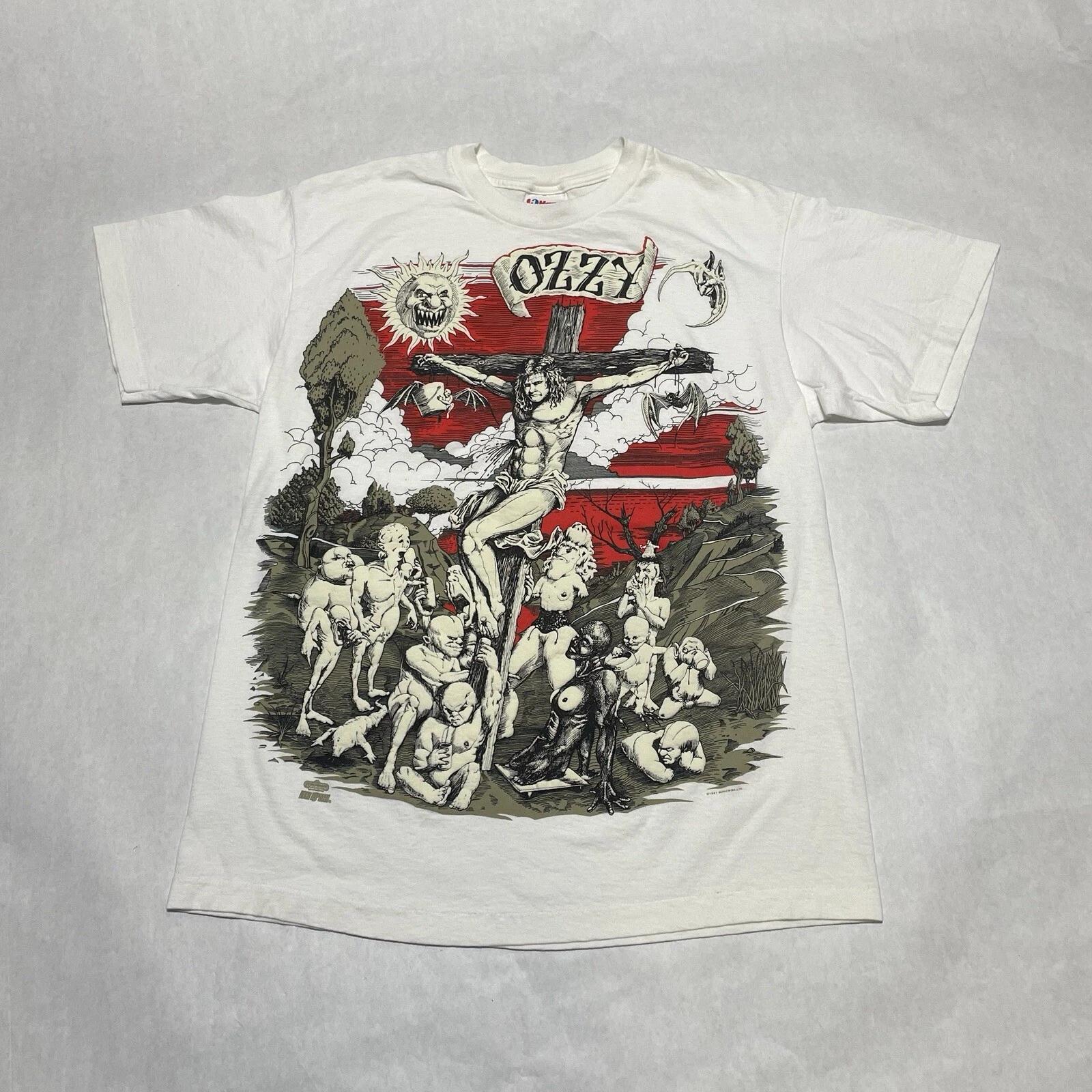 

Вінтажна біла футболка Ozzy Osbourne 1991 року, велика, Winterland, 90-ті, рок-мерч, футболка, чоловіча, жіноча, літня, з коротким рукавом, з круглим вирізом, бавовняна футболка 4XL