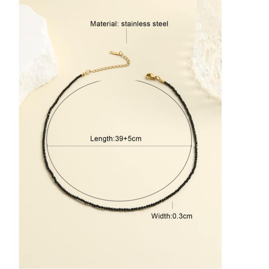 European & American Fashion Black Spinel Beaded Clavicle Necklace for Women