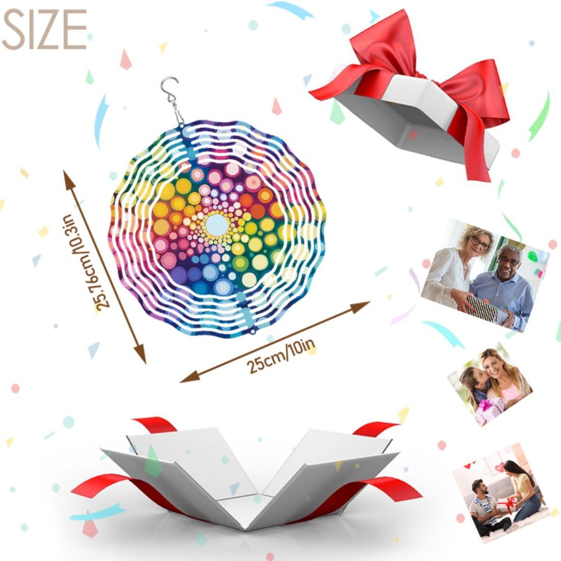 

1 шт. 3D Мандала Свирл Радужный Колокольчик Ветра - Яркий Красочный Металлический Арт Декор, Не Требуется Питание, Идеально подходит для Украшения Улицы и Сада