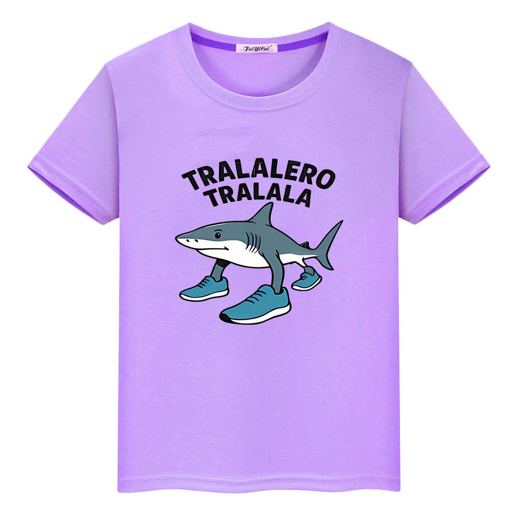 Tralalero tralala Potisk 100% bavlna tričko pro děti kluk 10 let Kawaii Trička y2k anime Topy Roztomilé Krátký pride tričko dívčí oblečení