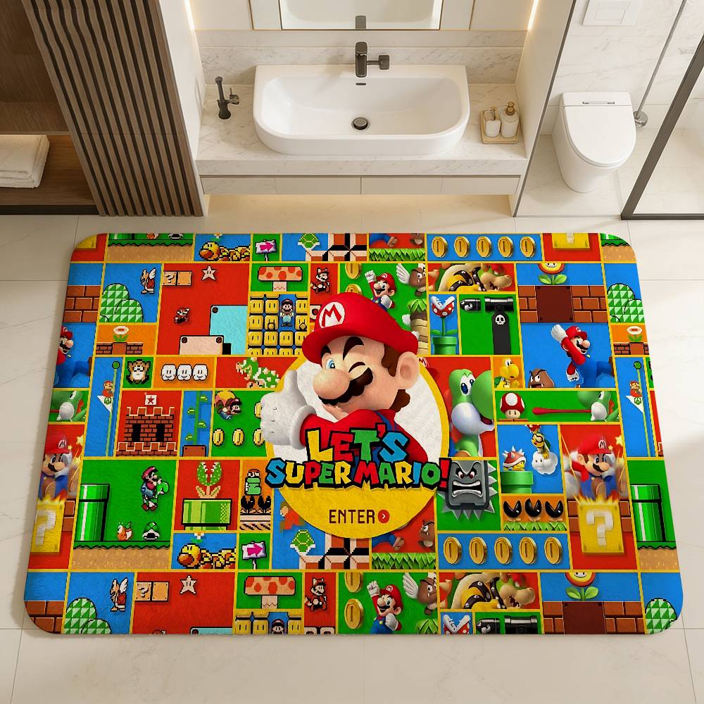 S-Super Cute Style M-Mario Kitchen Mat Cheaper Anti-slip Modern Living Room Balcony Printed Modern Home Decor