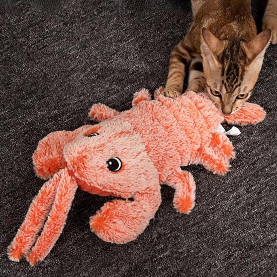 Floppy Lobster Interactive Dog Toy USB Rechargeable Vibration Modes Cat Toy Electric Realistic Wagging Lobster Toy Catnip Addable Stress-relieving Pet