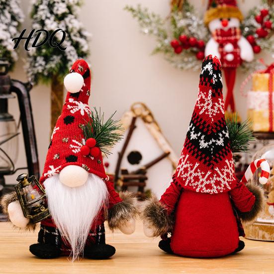 Handcrafted Holiday Table Accessory Christmas Plush Gnome Doll Knitted Hat Faceless Doll Ornament for Charming Corner Display Tabletop Decoration,