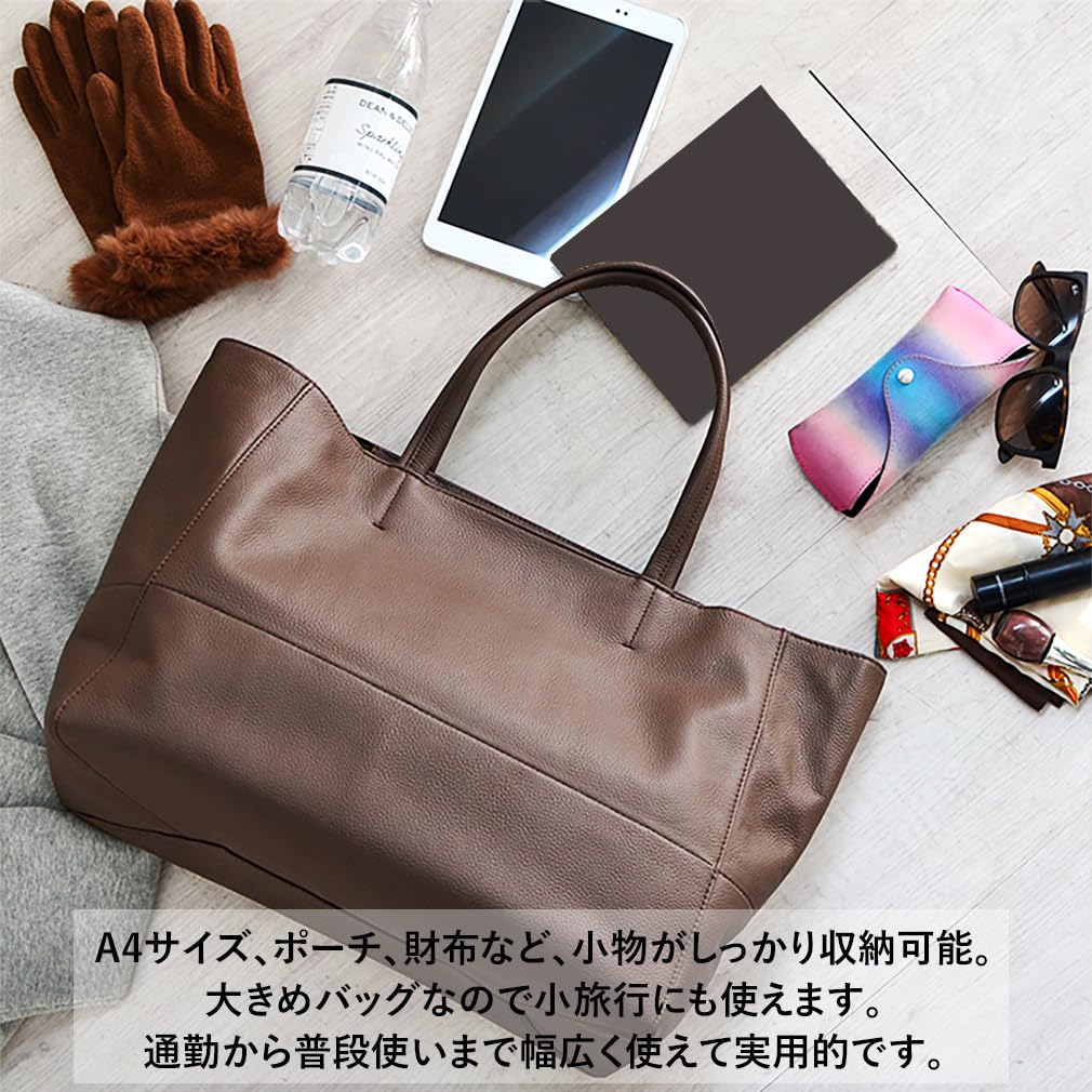 VITAFELICE Tote tas van echt rundleer voor mannen en vrouwen, oinb-n1706 (Houtskool Bruin)