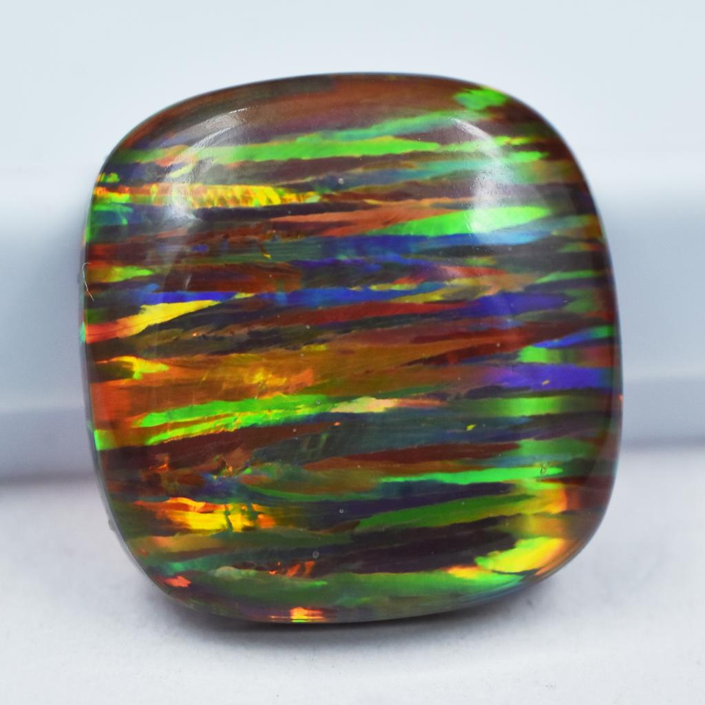 Lab-Created Opal Loose Gemstone Square Cushion Cut 12.25 Ct Multicolor October Birthday Birthstone