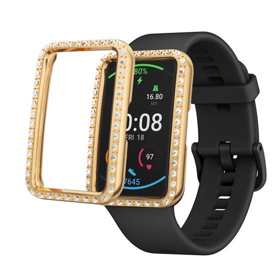 Protective Shell Rhinestone Inlaid Full Protective PC Smartwatch Protective Case for HUAWEI Watch Fit