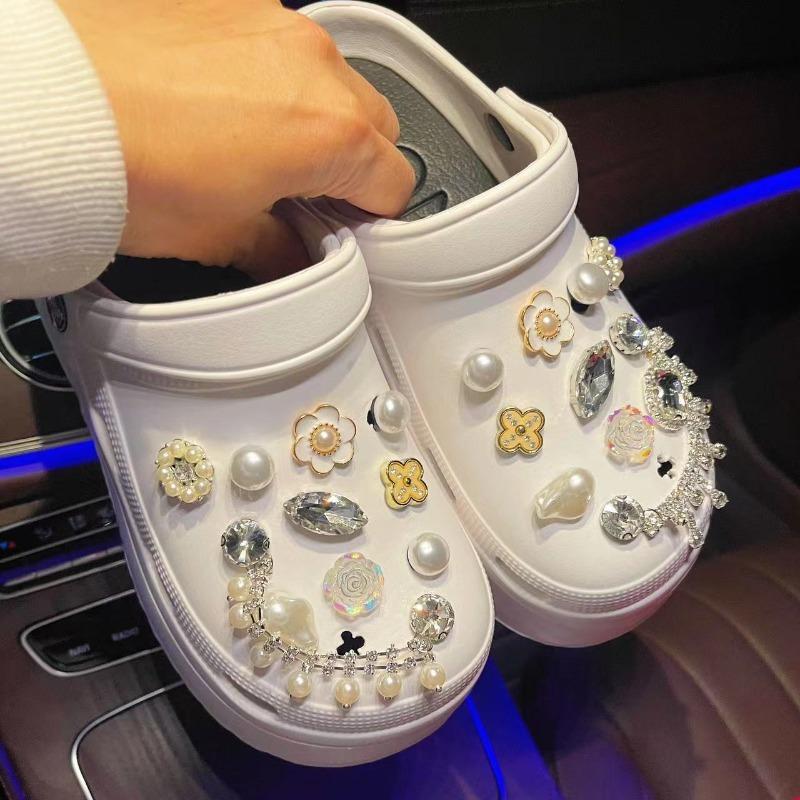 20PCS Shoe Charm for Crocs DIY Shiny rhinestone chain Shoe Decoration Buckle for Croc Charms Hole Shoes Accessories