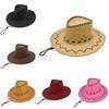 West Outdoor Cowboy Hat Sun Protection Breathable Solid Color Cap Unisex Gift