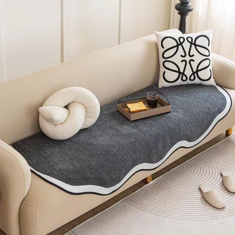 Solid Color Chenille Anti-cat Scratch Sofa Cover Non-slip Universal Sofa Towel Floor Mat Pet Dog Kids Mat Protector Mat