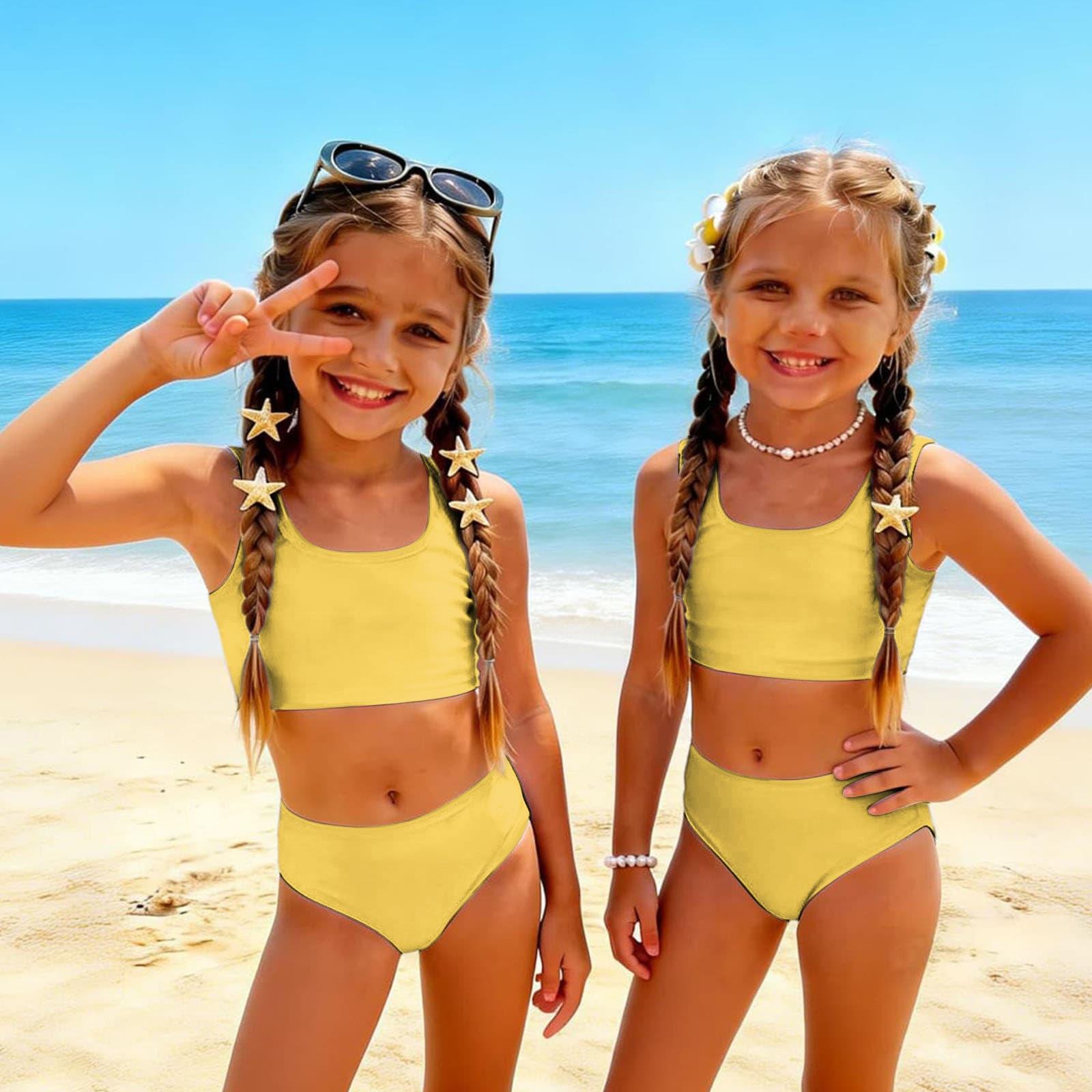 

Girls Two Piece Swimsuit Tankini Set Kids Summer Swimwear Soft Fabric Comfortable Fit Durable Construction Suitable for Beach Pool Activities 110