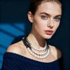 Personalized imitation pearl irregular beaded three-layer sweater chain fashion necklace