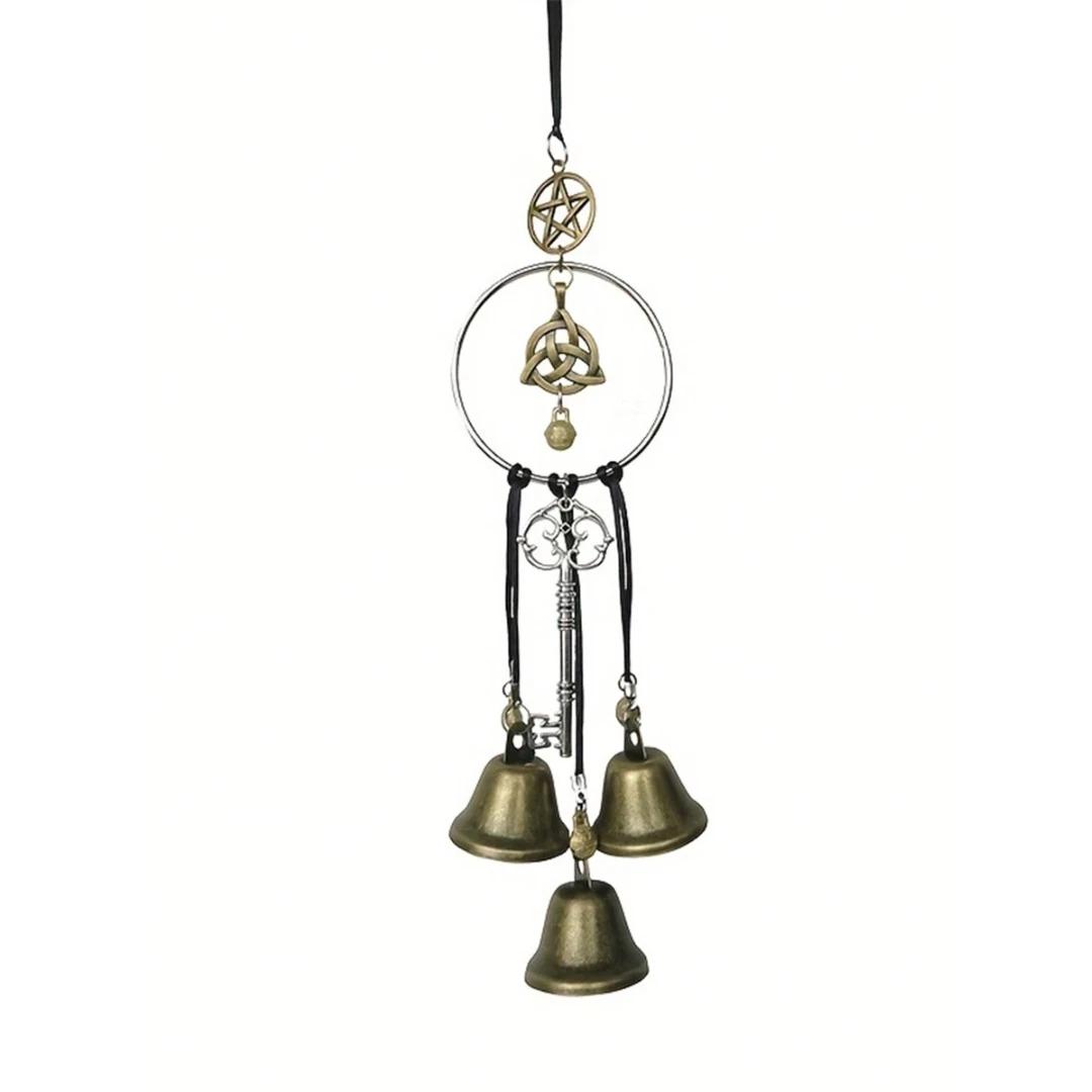 

1pc witch bell doorknob hanging decorative wicker wind chime home decoration бронзовий