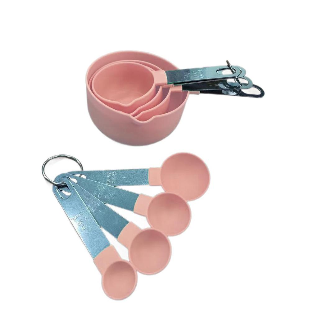 Zestaw 8 miarek i łyżek ze stali nierdzewnej z plastikowymi kubkami z podziałką do kontaktu z żywnością