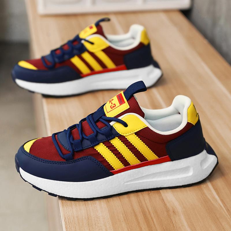 Three Bars New Four-season Leather Casual Running Shoes Sports Dad Trendy Shoes Platform Forrest Gump Trendy Shoes