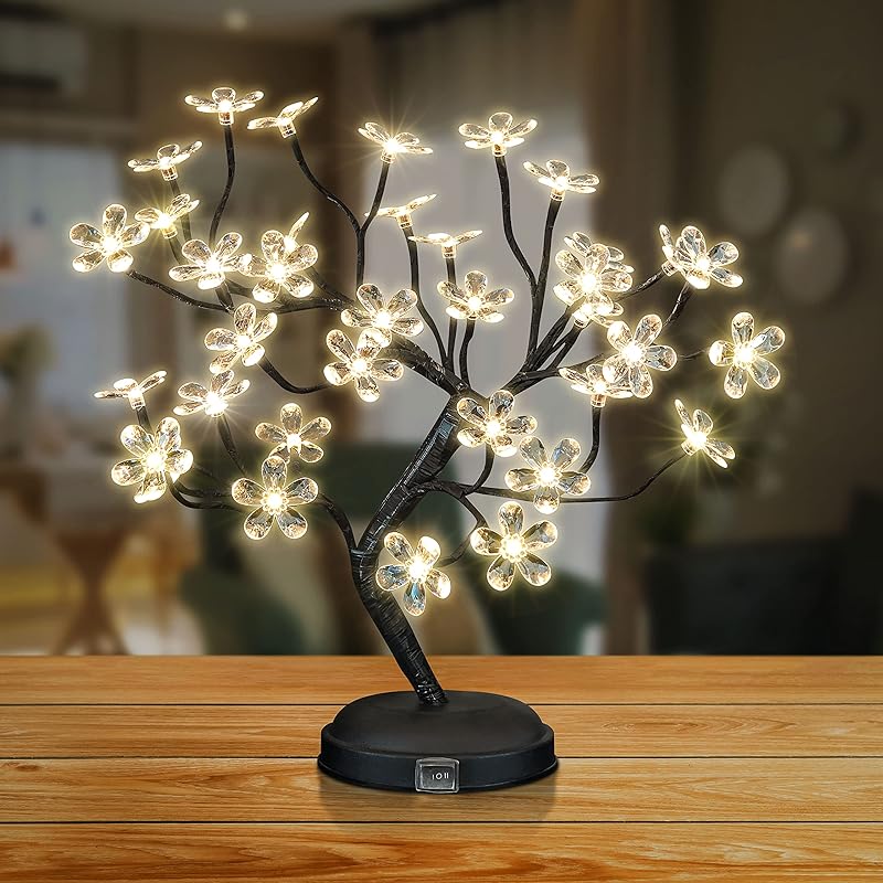Cherry Blossom Bonsai Tree Light 18IN Tree Lamp with 48 LED Valentines Day Gifts for him her Japanese Cherry Blossom Decor for Indoor and Outdoor