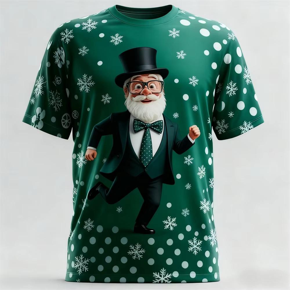 Sommer Herren Santa 3D-Druck Rundhals-T-Shirt