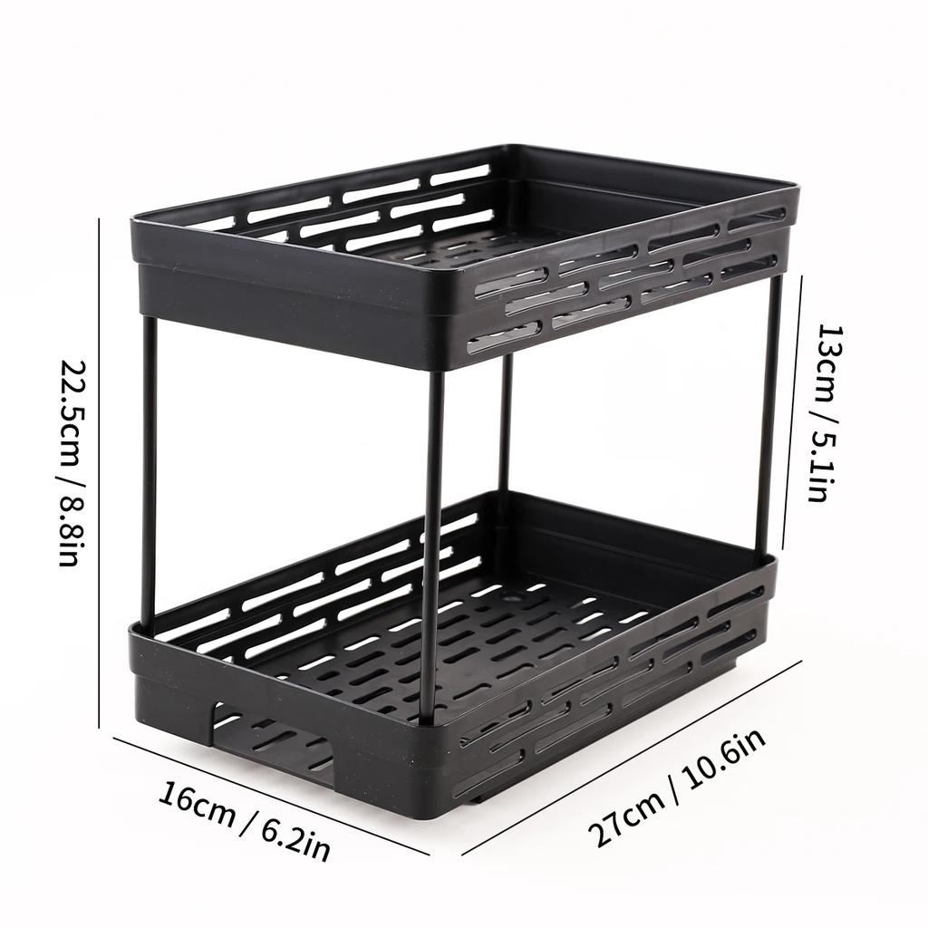 2 Tier Seasoning Bottle Sliding Storage Rack Cabinet Multipurpose Drawer Organizer Shelf Plastic Kitchenware Spice Rack