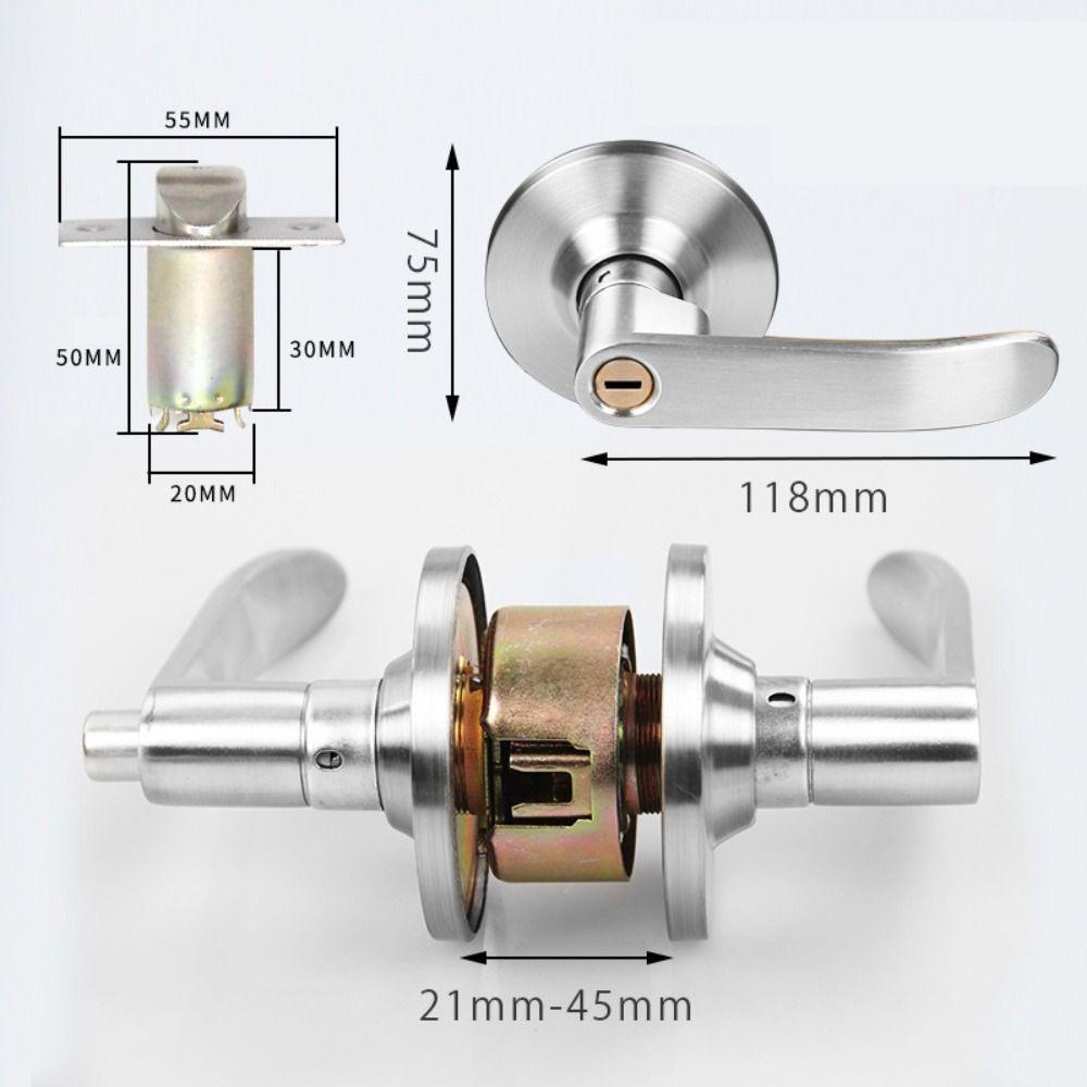 Interior Reversible Door Lock Lever Satin Brass Finish Hardware Lockset  for Bedroom