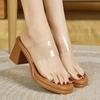 Fashion Women's 2025 Summer Newest Style Fashion Thick Heel Women Slippers Transparent Mid-heel Female Sandals