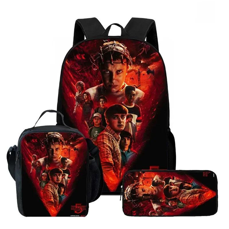 Strangertings Stranger Things Student School Bag Children'S Backpack Satchel Pencil Case