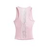 Twisted Back Lace Patchwork Blue Spaghetti Strap Tank Top for Women - Summer Sleeveless Top, Multicolor.