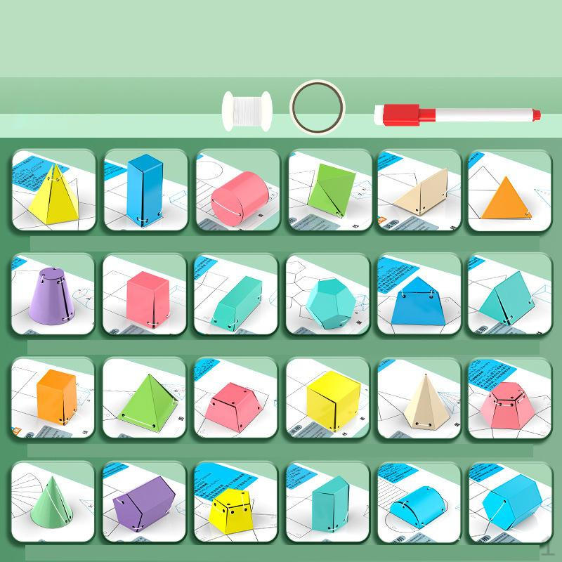 

24 шт. Демонстратор площади поверхности геометрических фигур Обучение 24 Учебные пособия 3D Математика