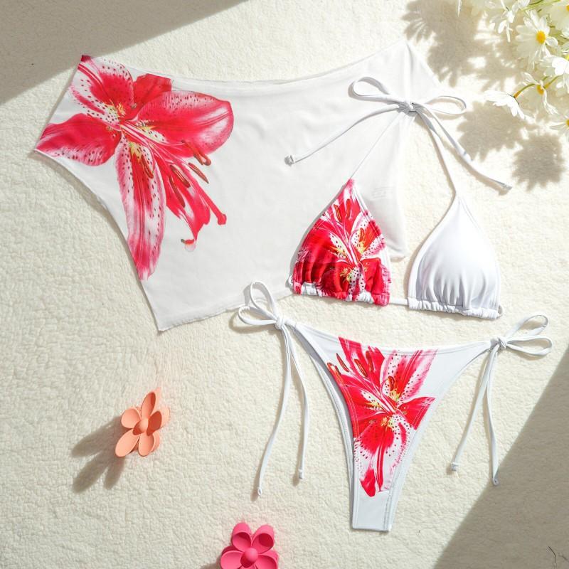 Swimsuit Printed Lace Sexy Bikini Split Fashionable Three-piece XL