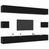 TV Cabinet Set 8 pcs Black Oak Effect Wood Based Material