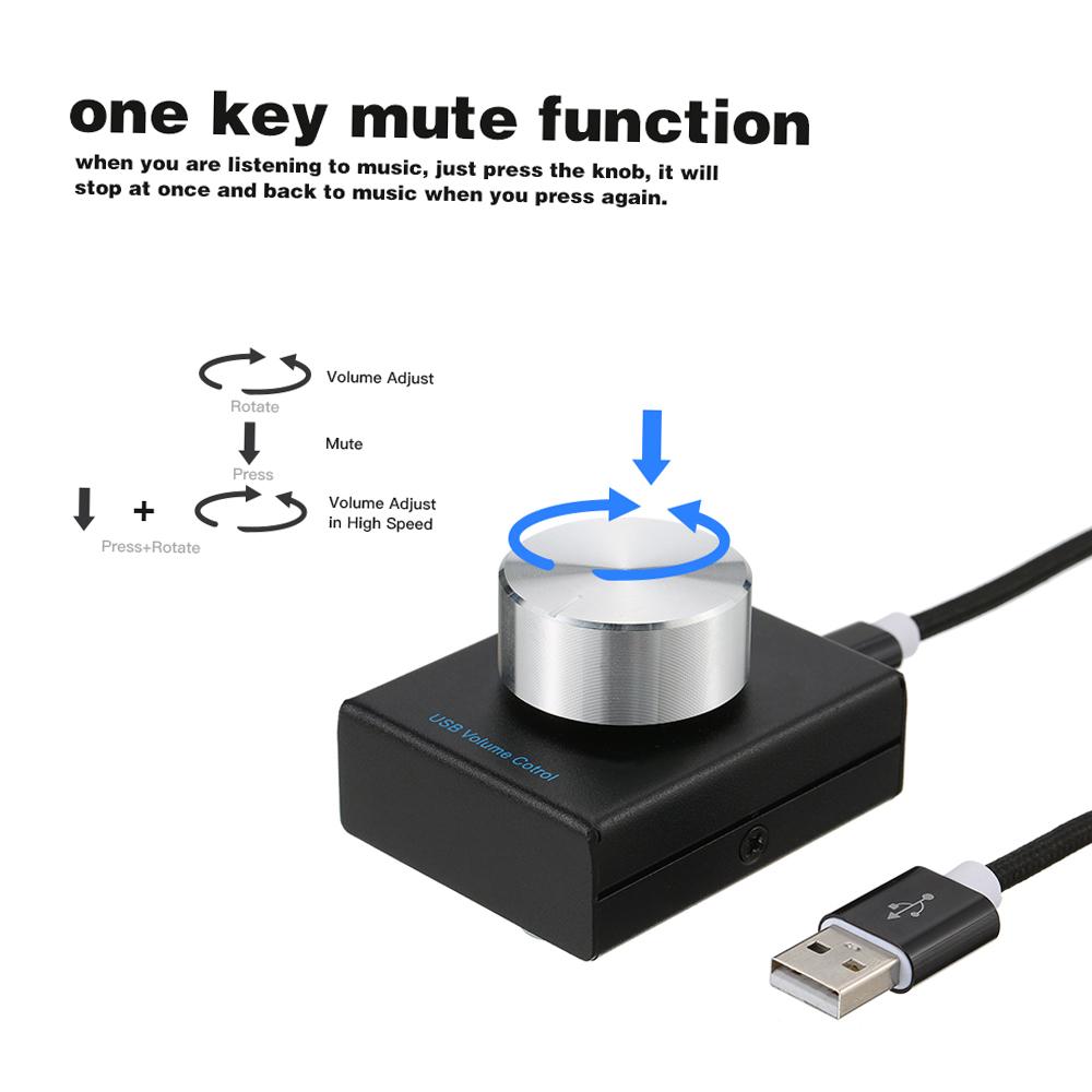 USB Volume Control Computer Speaker Audio Volume Controller Adjuster with One Key Mute Function PC